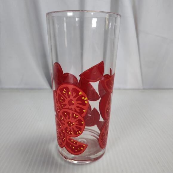 Vintage Cera Glass Les Plastique Tumblers 6pc Tomatoes 15oz Plastic Cups - Picture 3 of 14
